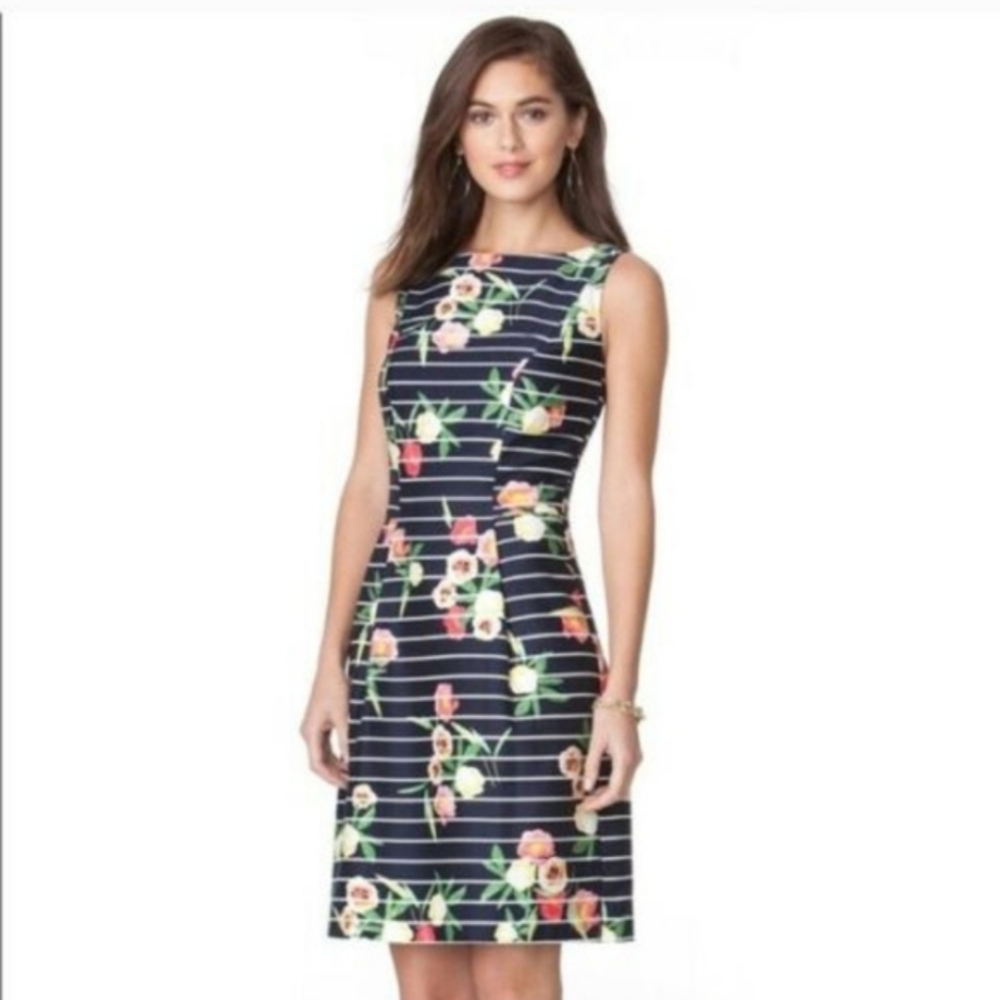 Floral Striped Sleeveless Dress